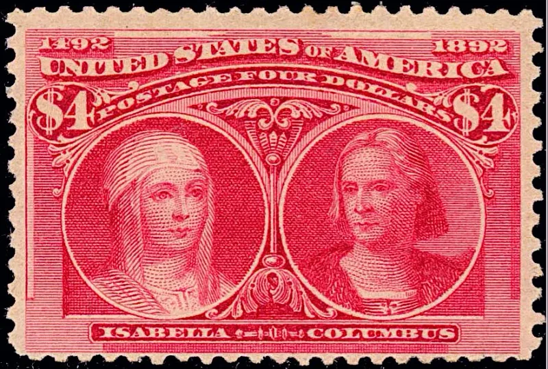 United States 1893 $4 Columbian stamp, photographed by a collector