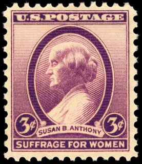 United States 1936 3c Susan B Anthony stamp, photographed by a collector