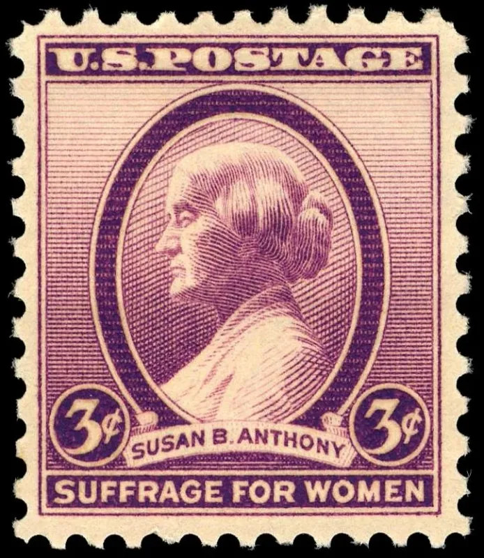 United States 1936 3c Susan B Anthony stamp, photographed by a collector