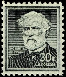 United States 1957 30c Robert E. Lee stamp, photographed by a collector
