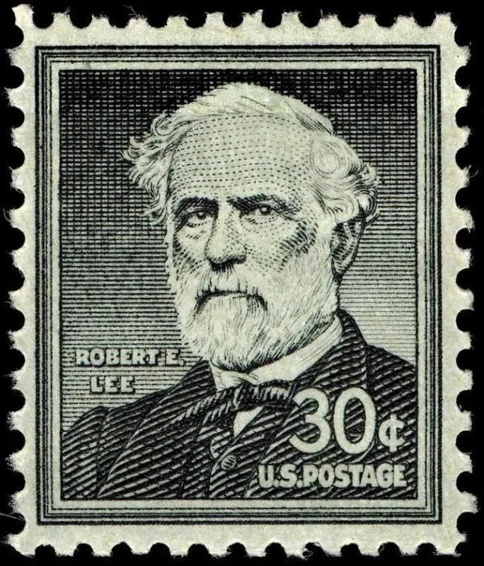 United States 1957 30c Robert E. Lee stamp, photographed by a collector