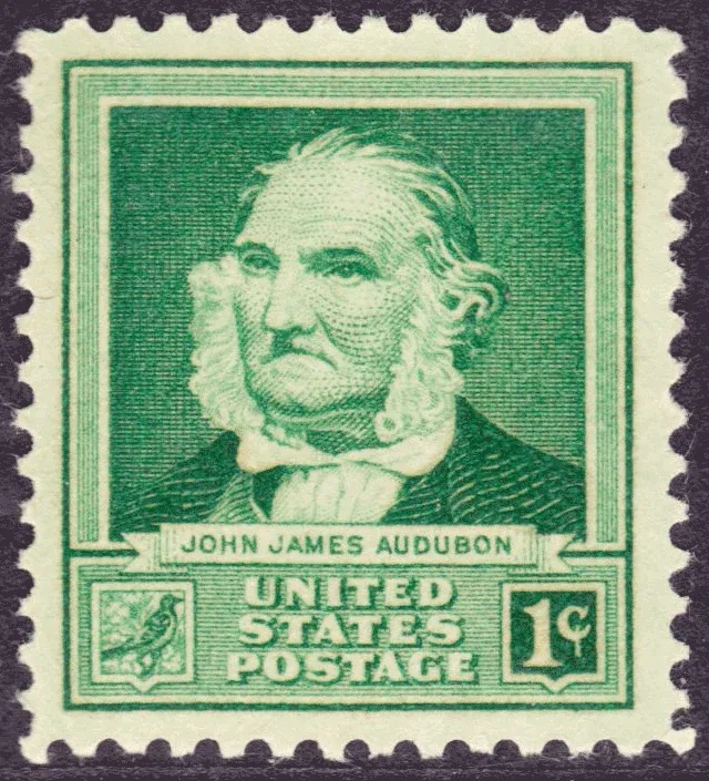 United States 1940 1c John James Audubon stamp, photographed by a collector