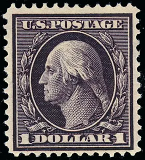 United States 1909 1 dollar WF Washington 1dollar stamp, photographed by a collector