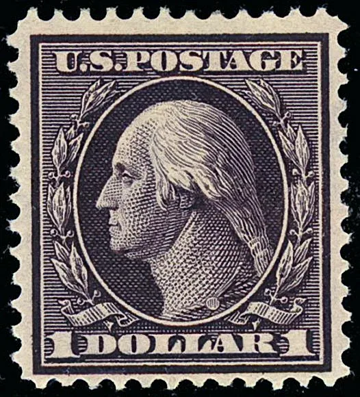 United States 1909 1 dollar WF Washington 1dollar stamp, photographed by a collector