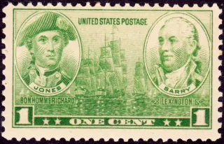 Another photo of the United States 1937 1c Jones Barry Navy stamp