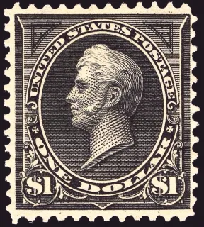 Another photo of the United States 1894 $1 OH Perry stamp