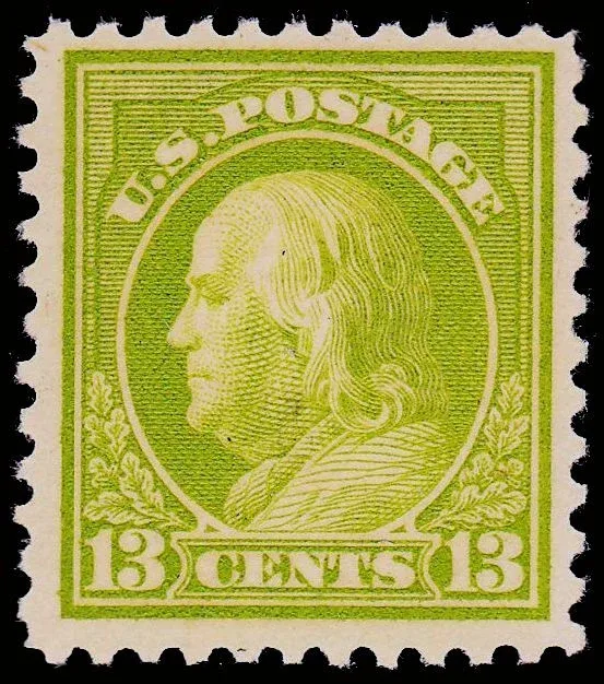 United States 1919 13c Franklin stamp, photographed by a collector