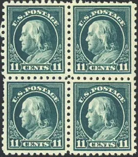 United States 1918 11c Franklin stamp, photographed by a collector
