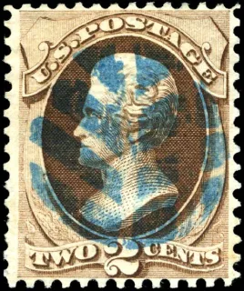 United States 1870 2c Jackson stamp, photographed by a collector