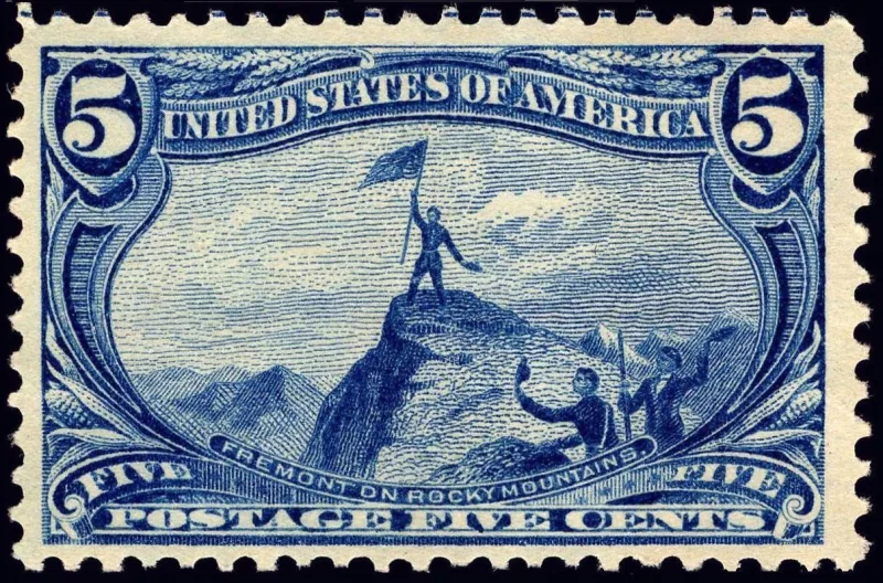 United States 1898 5c Trans Miss stamp, photographed by a collector