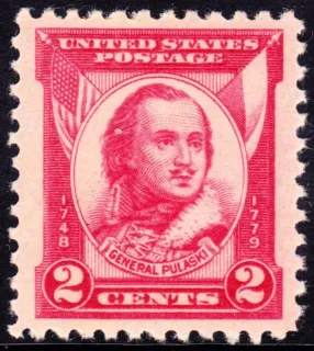 Another photo of the United States 1931 2c General Pulaski stamp