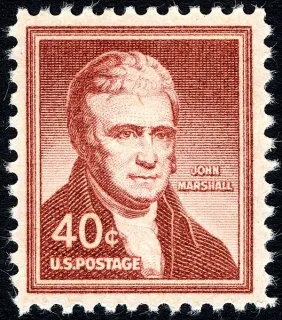 United States 1958 40c John Marshall stamp, photographed by a collector