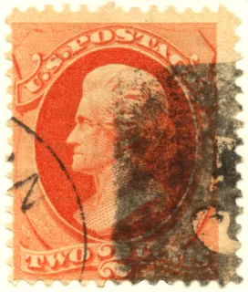 Another photo of the United States 1870 2c Jackson stamp