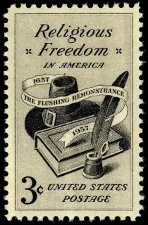 Another photo of the United States 1957 3c Religious Freedom in stamp