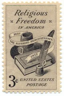 Another photo of the United States 1957 3c Religious Freedom in stamp