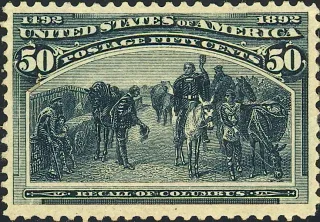 United States 1893 50c Columbian stamp, photographed by a collector