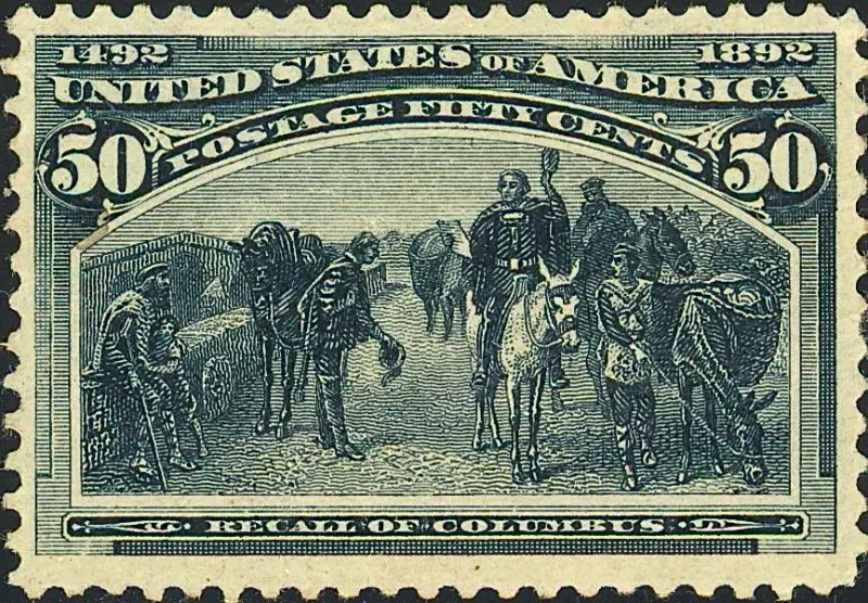 United States 1893 50c Columbian stamp, photographed by a collector