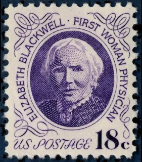 United States 1974 18c Elizabeth Blackwell stamp, photographed by a collector