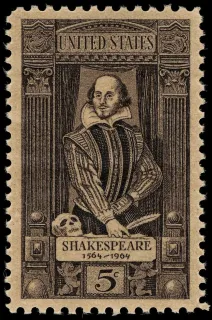 United States 1964 5 c ShakespeareStamp stamp, photographed by a collector