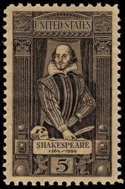 United States 1964 5 c ShakespeareStamp stamp, photographed by a collector