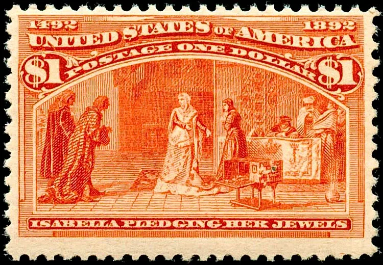 United States 1893 $1 Columbian stamp, photographed by a collector