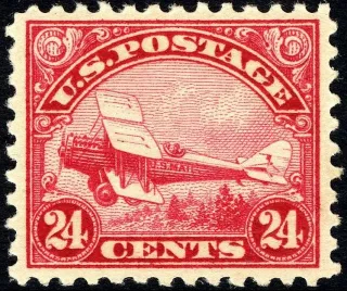 Another photo of the United States 1923 24c De Havilland Biplane single stamp