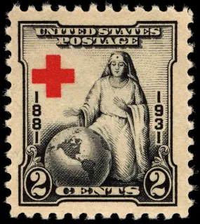 United States 1931 2c American Red Cross stamp, photographed by a collector