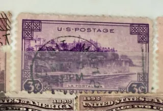 United States 1937 3c La Fortaleza USPostageStamp stamp, photographed by a collector