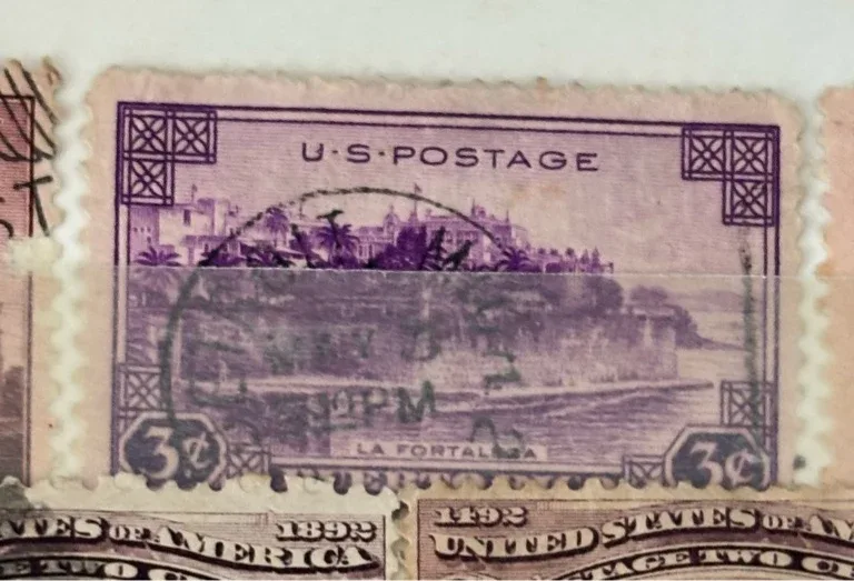 United States 1937 3c La Fortaleza USPostageStamp stamp, photographed by a collector