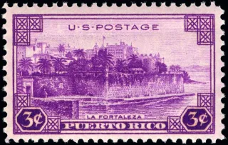 Another photo of the United States 1937 3c La Fortaleza USPostageStamp stamp