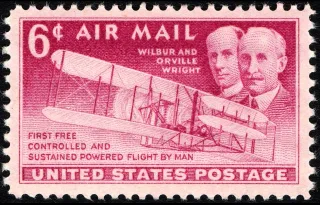 United States 1949 6c Wilbur and Orville Wright, airmail stamp, photographed by a collector