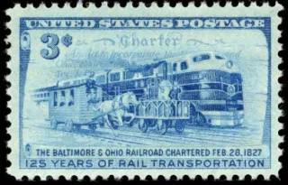 Another photo of the United States 1952 3c B & O Railroad stamp