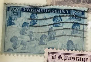 United States 1945 3c Navy stamp, photographed by a collector