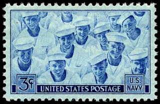 Another photo of the United States 1945 3c Navy stamp
