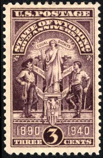 United States 1940 3c Wyoming Statehood 50th anniversary stamp, photographed by a collector