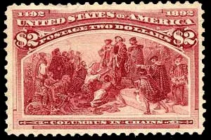 Another photo of the United States 1893 $2 Columbian stamp