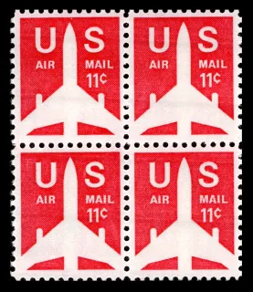 United States 1971 11 cents Eleven cent airmail George Vander Sluis stamp, photographed by a collector