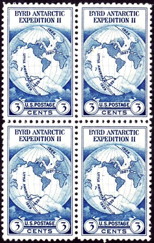 United States 1933 3c Byrd Antarctic Expedition II stamp, photographed by a collector