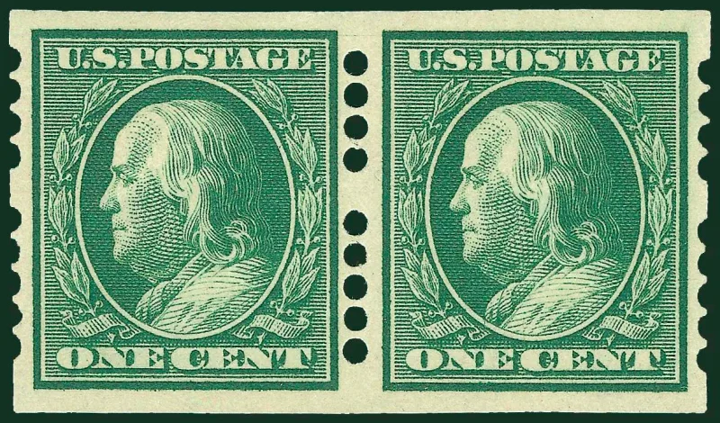 United States 1910 one cent Farwell Franklin one cent stamp, photographed by a collector