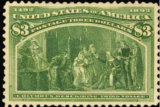 United States 1893 $3 Columbian stamp, photographed by a collector