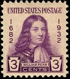 Another photo of the United States 1932 3c William Penn stamp