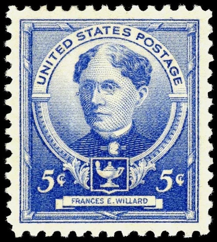 United States 1940 5c Frances E Willard stamp, photographed by a collector