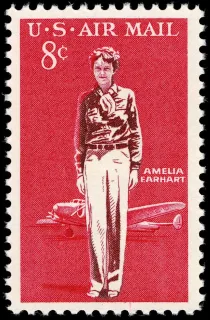 United States 1963 8c Amelia Earhart, airmail stamp, photographed by a collector
