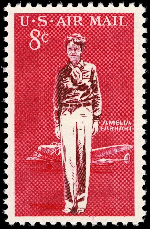 United States 1963 8c Amelia Earhart, airmail stamp, photographed by a collector