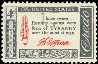 Another photo of the United States 1960 4c Jefferson Credo stamp