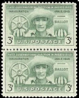 United States 1949 3 cents 1949GovernorElection PuertoRico stamp, photographed by a collector
