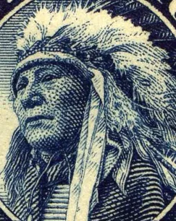 Another photo of the United States 1922 14c American Indian stamp
