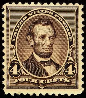 Another photo of the United States 1890 4c Abraham Lincoln stamp