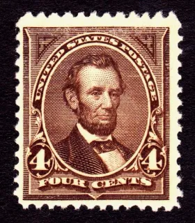 United States 1890 4c Abraham Lincoln stamp, photographed by a collector