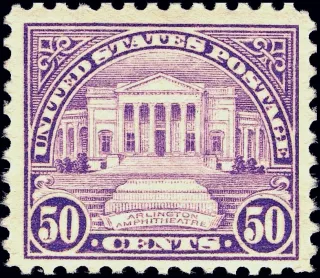 United States 1922 50 cents Amp Theater stamp, photographed by a collector